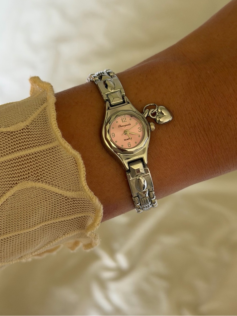 Ladies Silver Bracelet Watch with Pink Dial - Origins